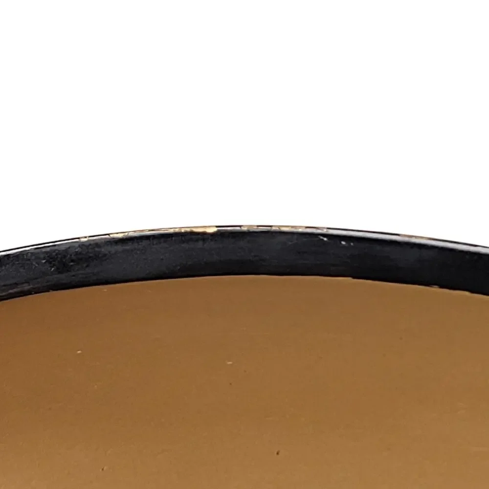 Fred Roberts Japan Mid Century Black Gold Bowl Triangle Dish Asian Symbols